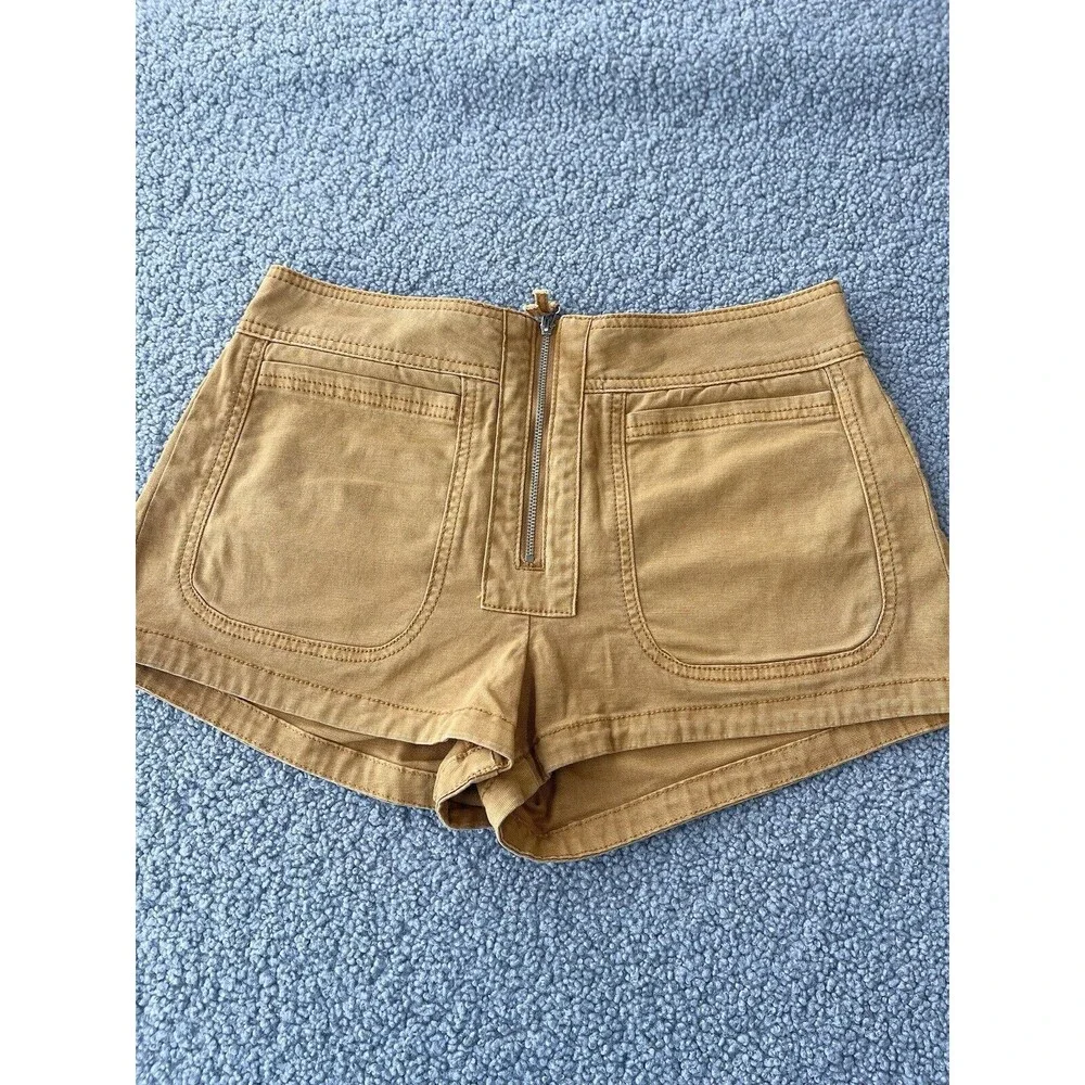 Anthropologie Shorts Women Sz 4 Bronze Flat Front Cotton Blend Summer Vacay New